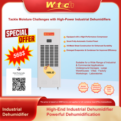 acheter Offre spéciale limitée Déshumidificateur industriel portable 168L / jour Mode séchage rapide Conception anti-corrosion pour les chantiers / zones de stockage fabrication en ligne