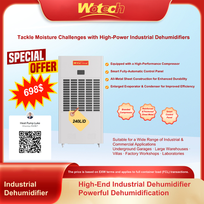 acheter Offre spéciale limitée pour un déshumidificateur industriel de 240L / jour pour les grands espaces à faible bruit fabrication en ligne